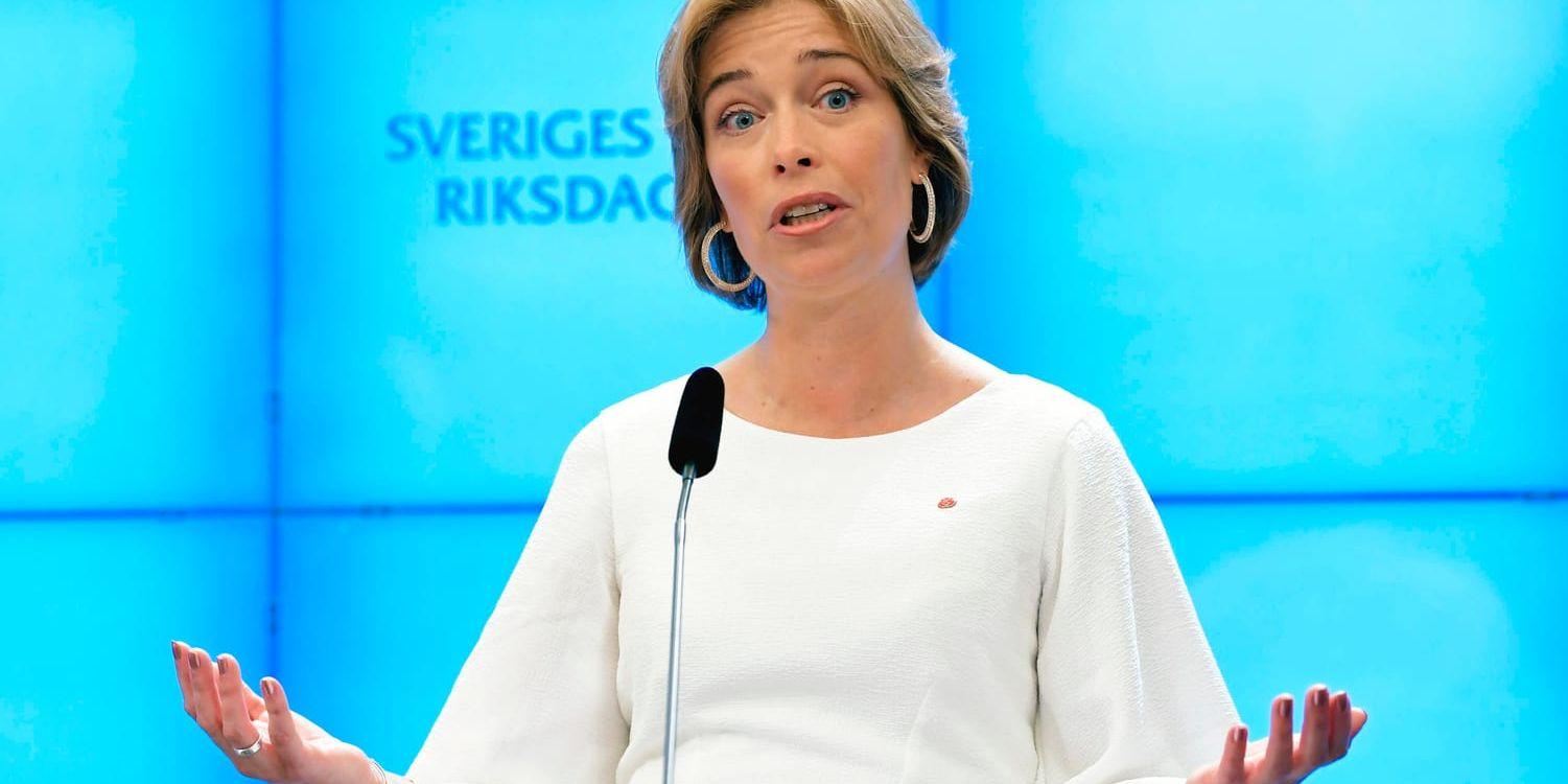 Moderaterna väcker misstroendevotum mot socialförsäkringsminister Annika Strandhäll (S). Arkivbild.