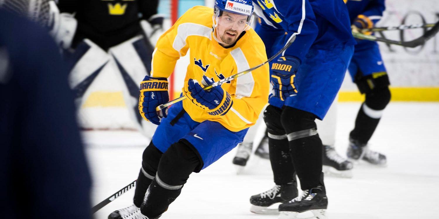 Ishockeycentern Anton Lander på träning med landslaget Tre Kronor. Arkivbild.