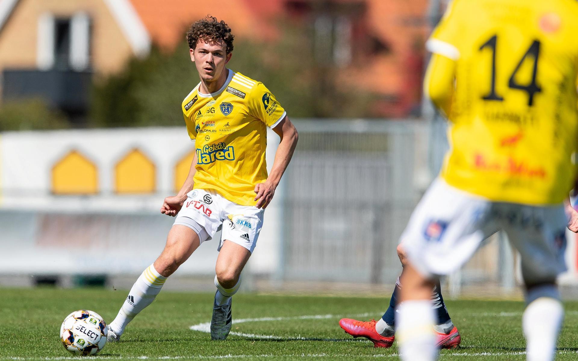 Falkenbergs Kalle Björklund under fotbollsmatchen i Superettan mellan Falkenberg och Örgryte den 8 maj 2021 i Falkenberg.