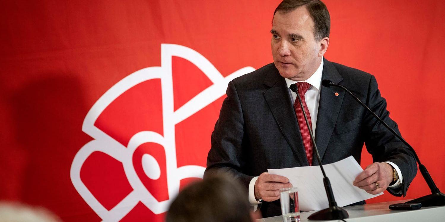 Stödet för Socialdemokraterna sjunker enligt Sifos undersökning. På bilden syns partiledare och statsminister Stefan Löfven. Arkivbild.