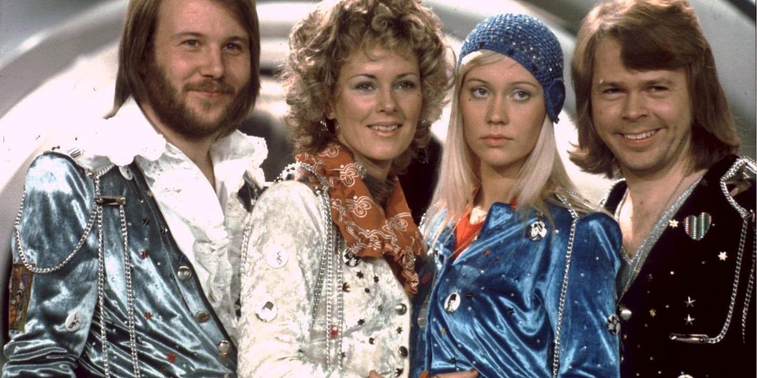 Abba skrev historia när gruppen svarade för Sveriges första seger i Eurovision Song Contest med låten "Waterloo" den 6 april 1974. Arkivbild.