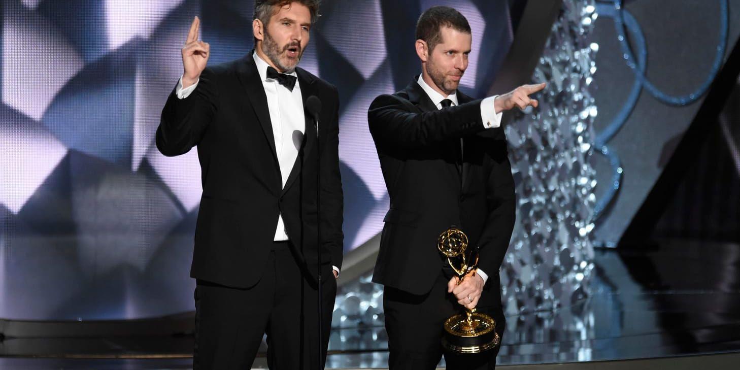 "Game of thrones"-skaparna David Benioff och D.B. Weiss prisades vid Emmygalan 2016. Arkivbild.