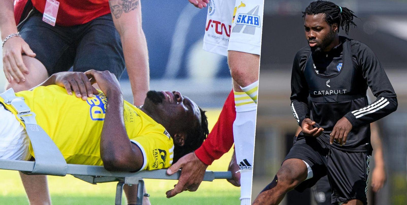 Kwame Kizito bars ut bår i den allsvenska premiären. Sedan dess har han fått rehabträna på egen hand.