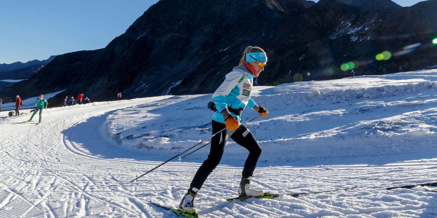 Therese Johaug under det norska höghöjdslägret i italienska Val Senales.