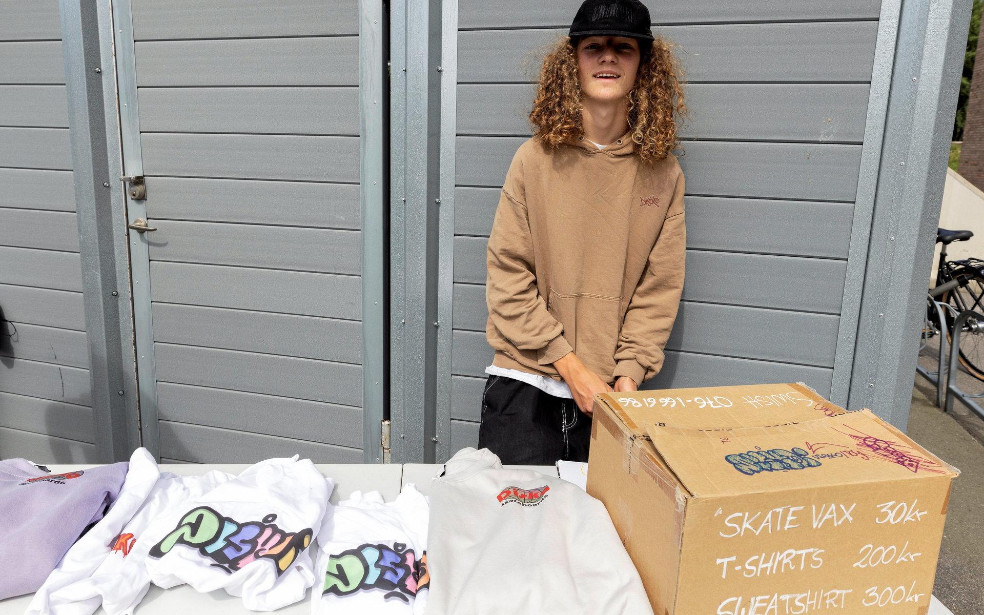 Filip Hedeås, 14, sålde tröjor av egna märket Disko Skateboards. 