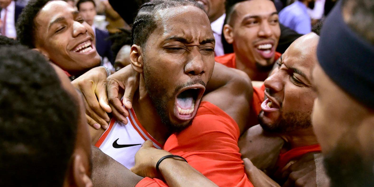 Torontos Kawhi Leonard hade skäl att skrika ut sin glädje efter den sjunde och avgörande kvartsfinalen mot Philadelphia.