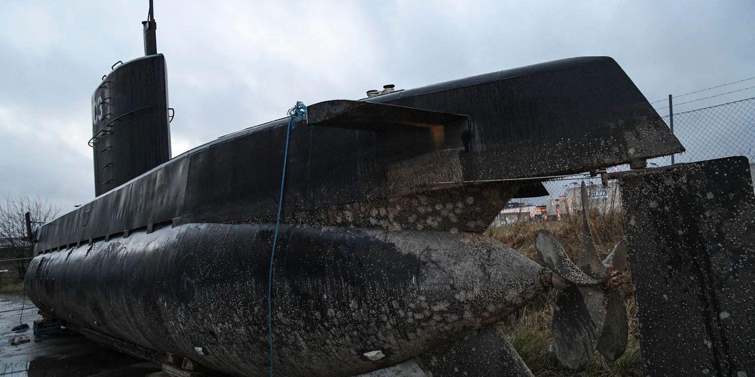 Ubåten UC3 Nautilus, fotograferad i regnet i Nordhavn i Köpenhamn i januari 2018.