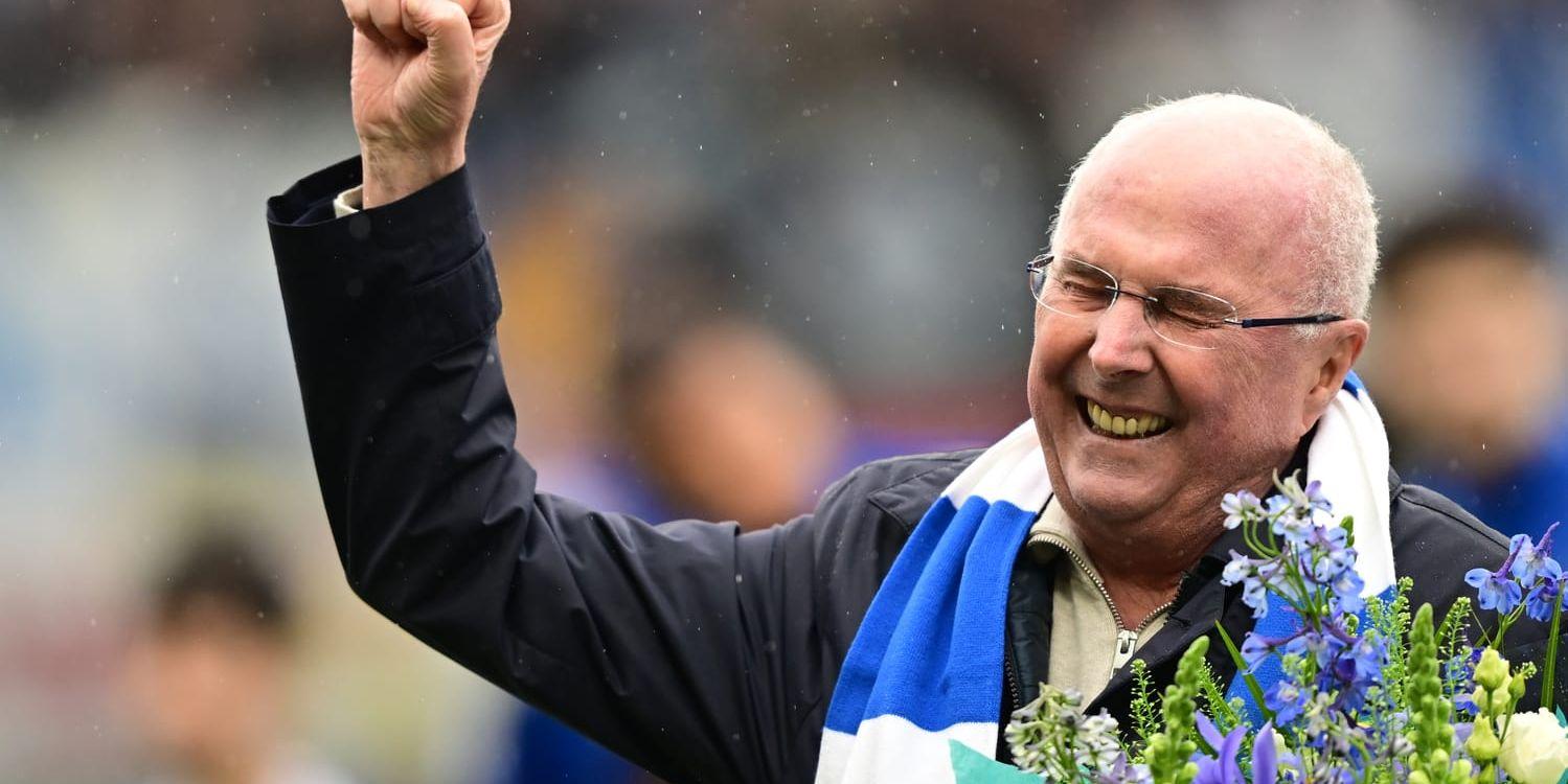 Sven-Göran Eriksson under hyllningarna på Gamla Ullevi i april i samband med IFK Göteborg–Norrköping. Arkivbild.