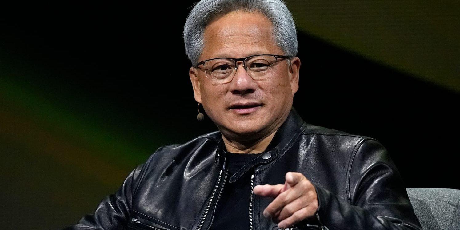 Nvidia, med vd Jensen Huang, faller på börsen trots att chiptillverkaren klår förväntningarna på alla fronter i en delårsrapport. Arkivbild